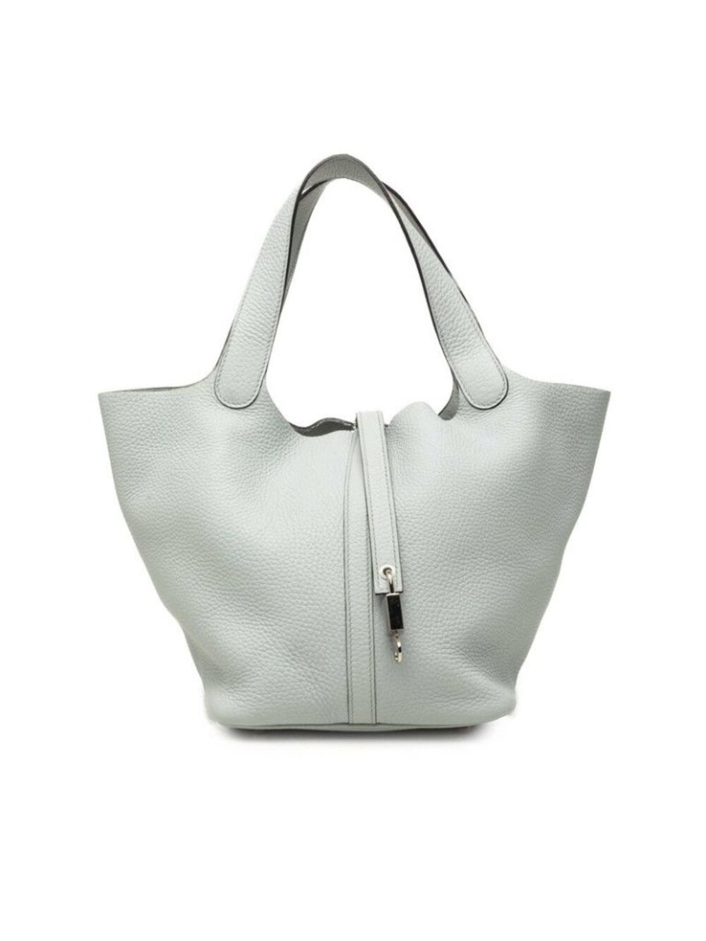 Hermes Picotin Lock Handbag Blue Gray Silver Taurillon Clemence